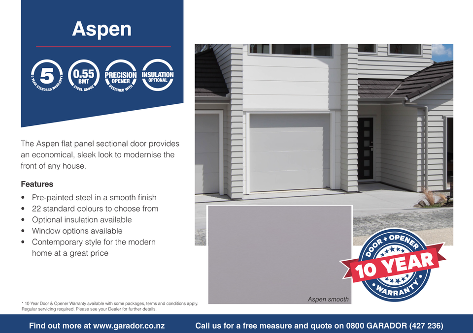 Aspen™ - Flat Panel Sectional Door